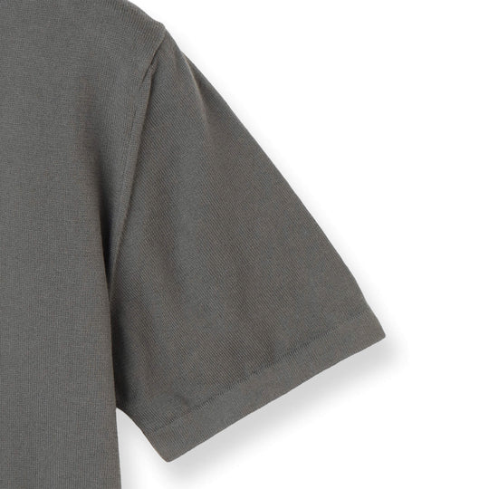 イタリア製 半袖モックネック コットンニット グレー