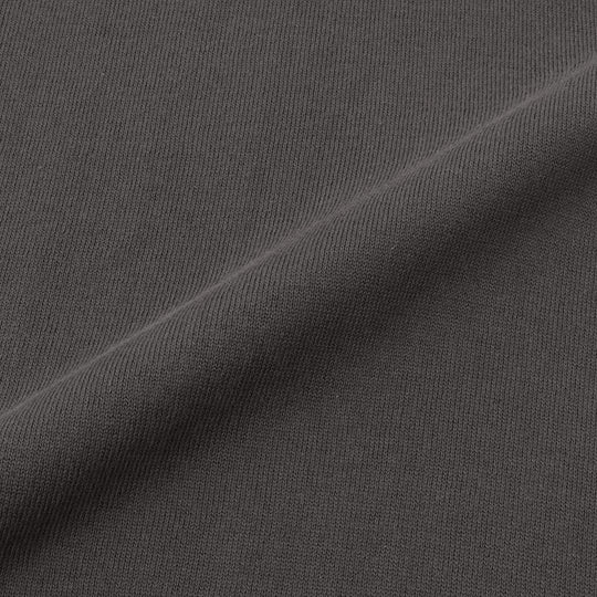 イタリア製コットンニット 半袖モックネック チャコールグレー