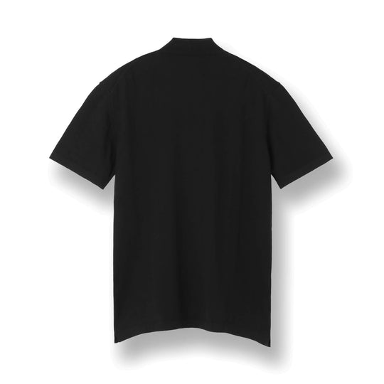 イタリア製 半袖モックネック コットンニット ブラック