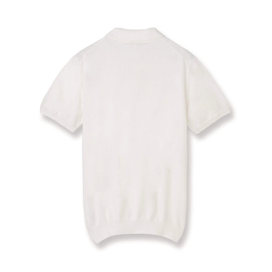 イタリア製 半袖ポロ コットンニット ホワイト