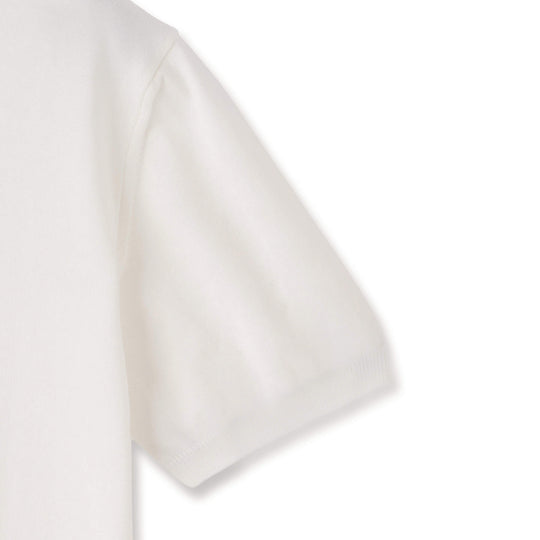 イタリア製 半袖ポロ コットンニット ホワイト