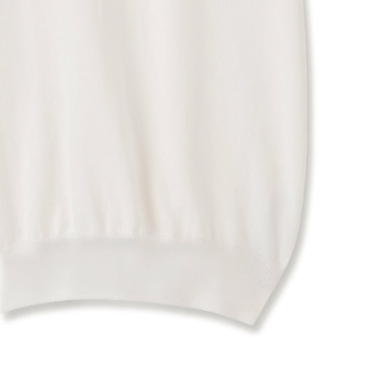 イタリア製 半袖ポロ コットンニット ホワイト