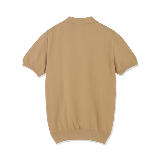 イタリア製 半袖ポロ コットンニット キャメル