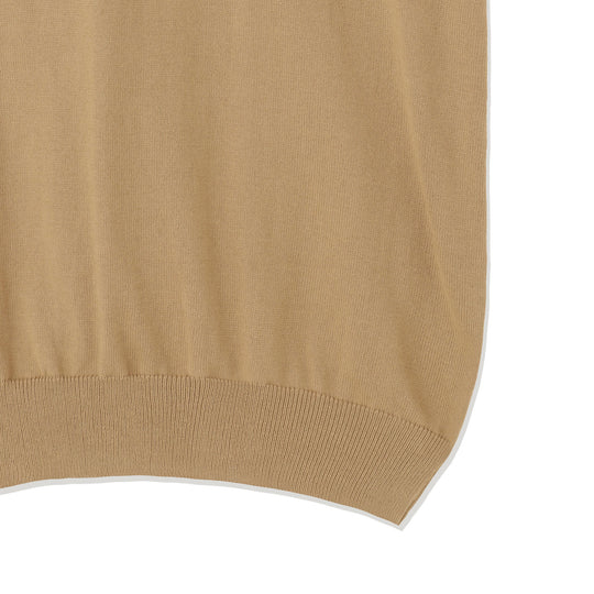 イタリア製 半袖ポロ コットンニット キャメル