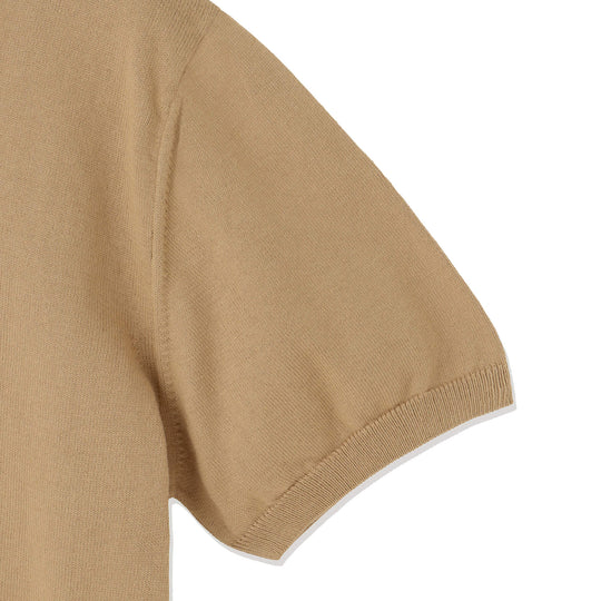 イタリア製 半袖ポロ コットンニット キャメル