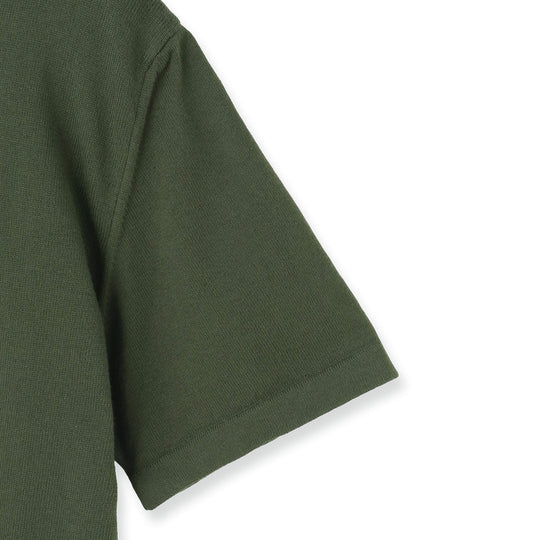 イタリア製コットンニット 半袖クルーネック アーミー