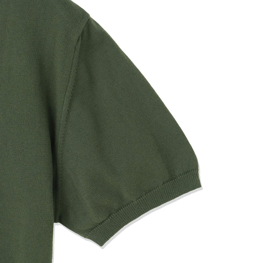 イタリア製コットンニット 半袖ポロ  アーミー