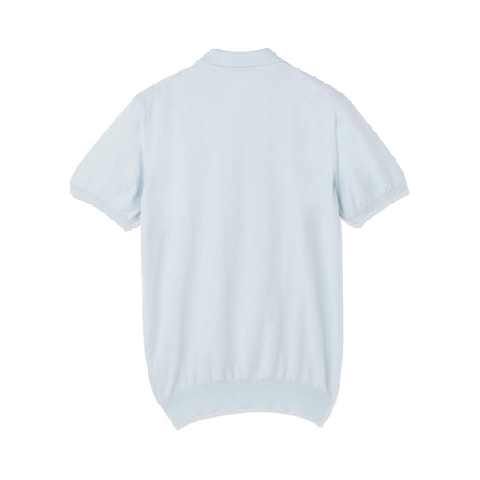 イタリア製 半袖ポロ コットンニット サックスブルー