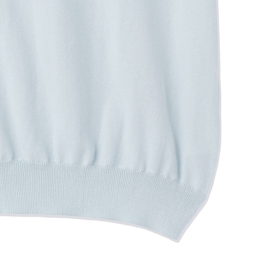 イタリア製 半袖ポロ コットンニット サックスブルー