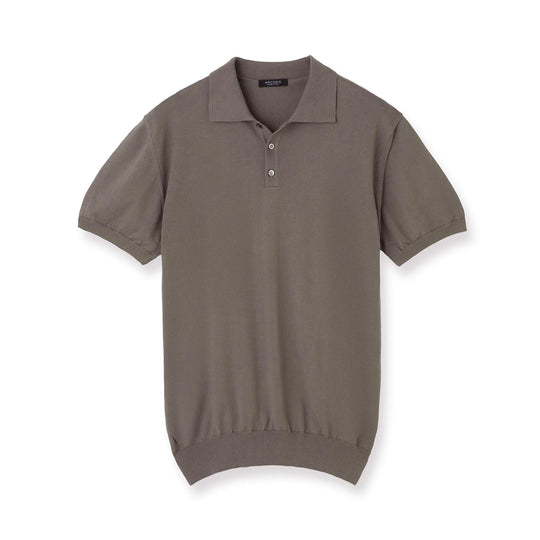 イタリア製 半袖ポロ コットンニット グレージュ