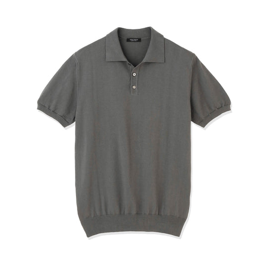 イタリア製 半袖ポロ コットンニット グレー