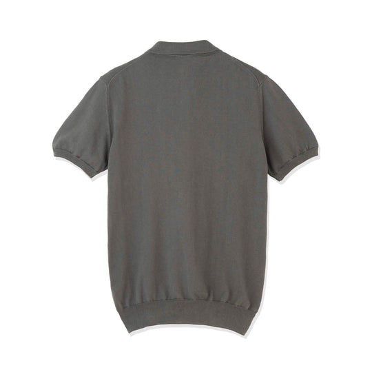 イタリア製 半袖ポロ コットンニット グレー