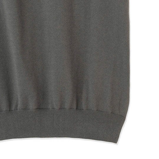 イタリア製 半袖ポロ コットンニット グレー