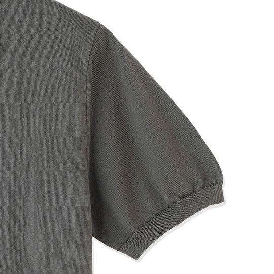 イタリア製 半袖ポロ コットンニット グレー