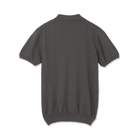 イタリア製コットンニット 半袖ポロ チャコールグレー