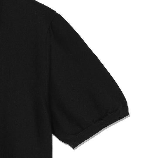 イタリア製 半袖ポロ コットンニット ブラック