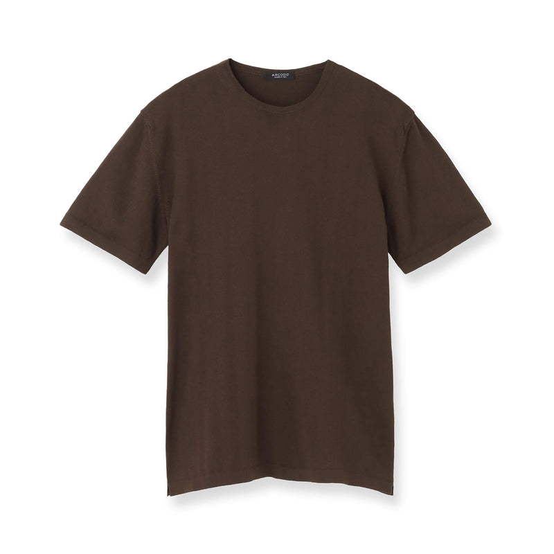 イタリア製 半袖クルーネックコットンニット ブラウン – MINIMAL WARDROBE