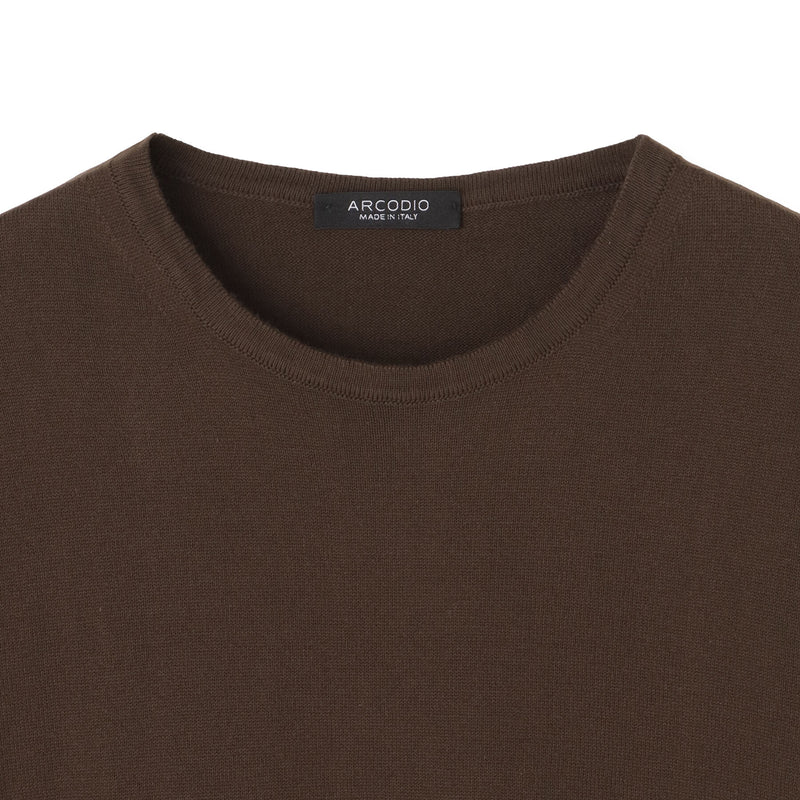 イタリア製コットンニット 半袖クルーネック ブラウン – MINIMAL WARDROBE