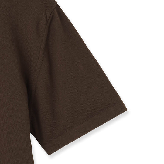 イタリア製 半袖クルーネックコットンニット ブラウン