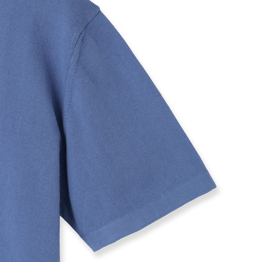 イタリア製 半袖クルーネックコットンニット スカイブルー