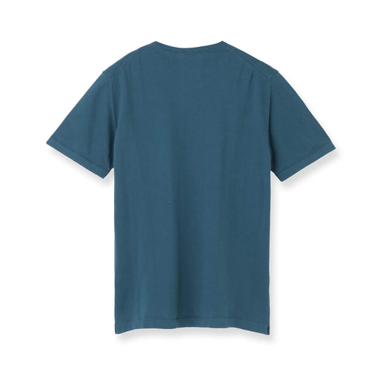 イタリア製コットンニット 半袖クルーネック ピーコックブルー