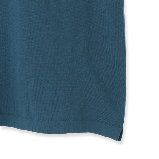 イタリア製コットンニット 半袖クルーネック ピーコックブルー