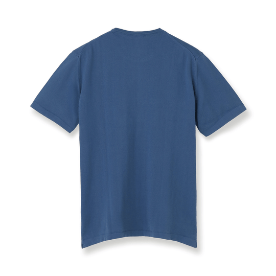 イタリア製 半袖クルーネックコットンニット コバルトブルー