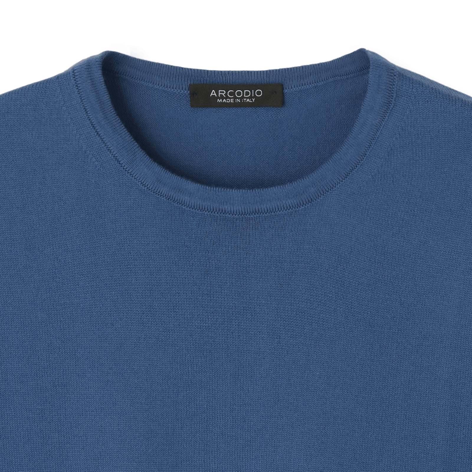 イタリア製コットンニット 半袖クルーネック コバルトブルー – MINIMAL