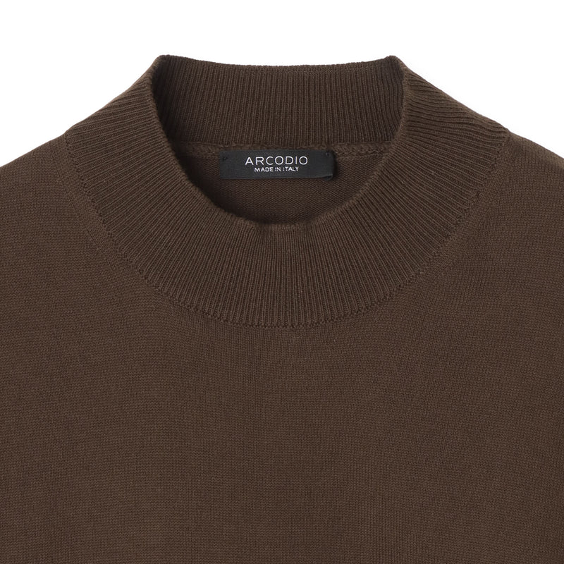 イタリア製コットンニット 半袖モックネック ブラウン – MINIMAL WARDROBE