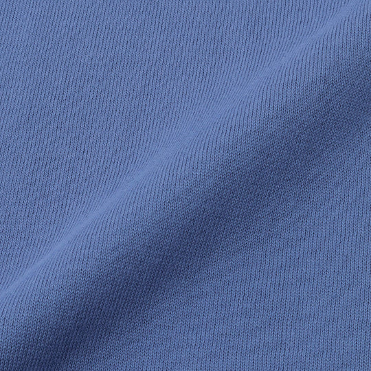 イタリア製 半袖モックネック コットンニット スカイブルー