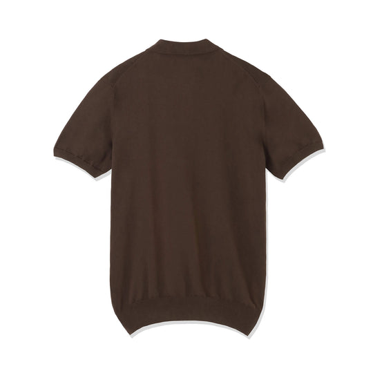 イタリア製 半袖ポロ コットンニット ブラウン