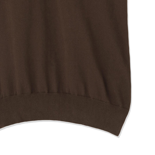 イタリア製 半袖ポロ コットンニット ブラウン
