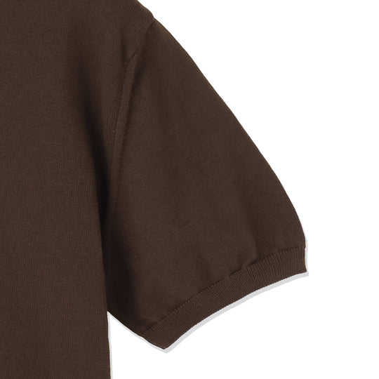 イタリア製 半袖ポロ コットンニット ブラウン