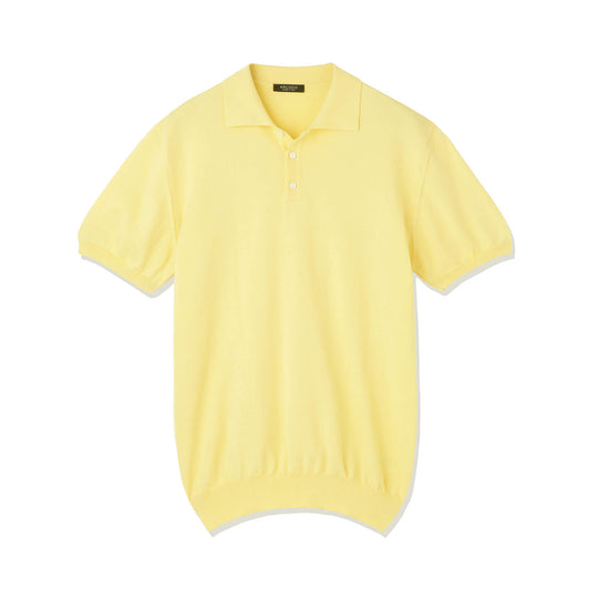 イタリア製 半袖ポロ コットンニット レモン