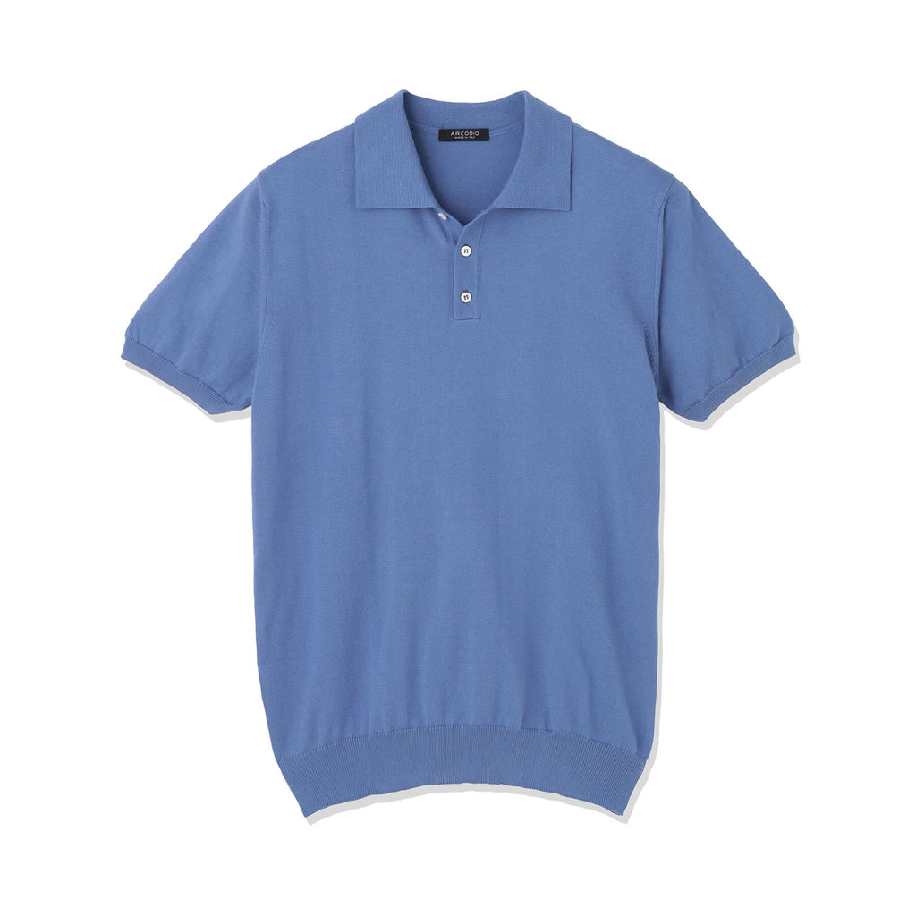 イタリア製コットンニット 半袖ポロ スカイブルー – MINIMAL WARDROBE