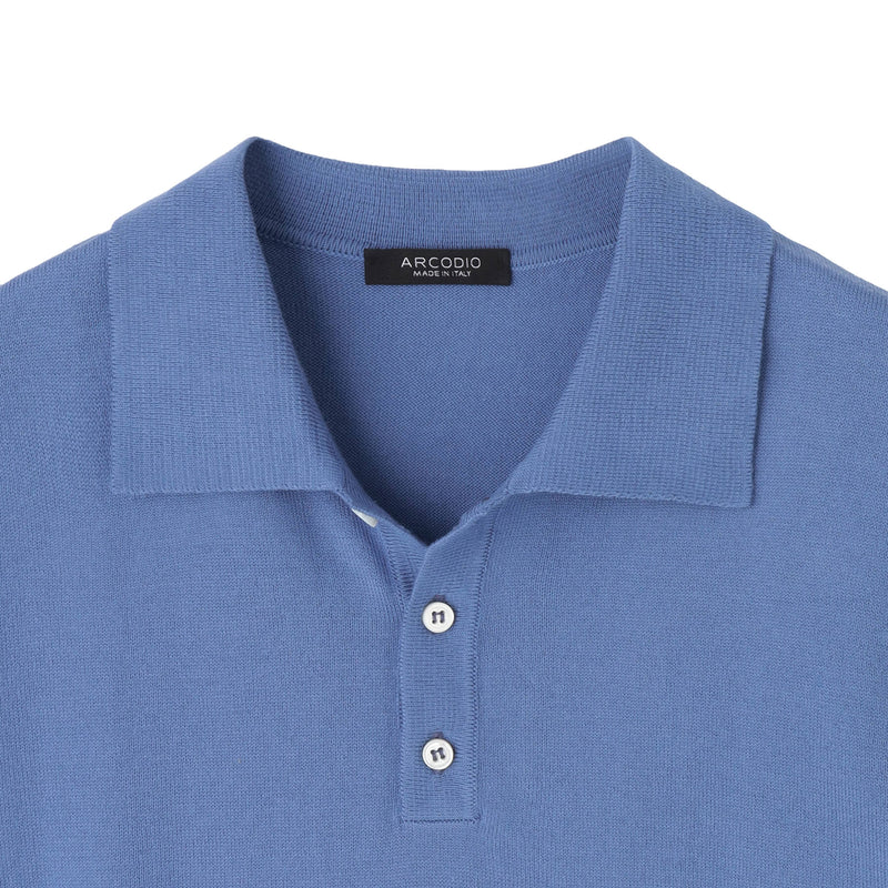 イタリア製コットンニット 半袖ポロ スカイブルー – MINIMAL WARDROBE
