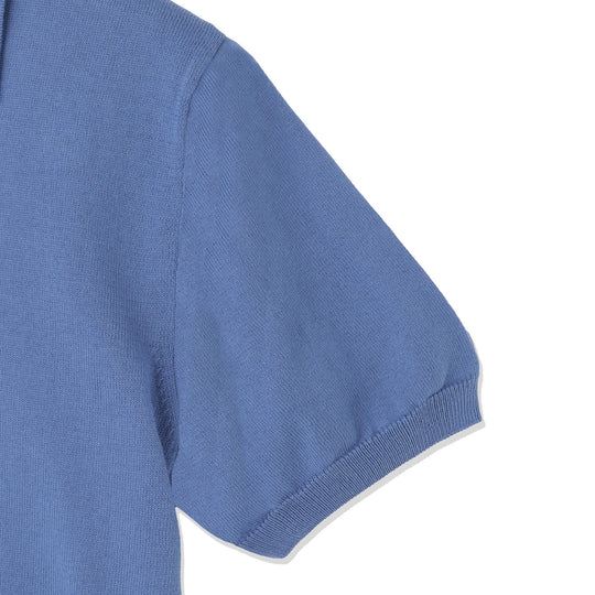 イタリア製 半袖ポロ コットンニット スカイブルー