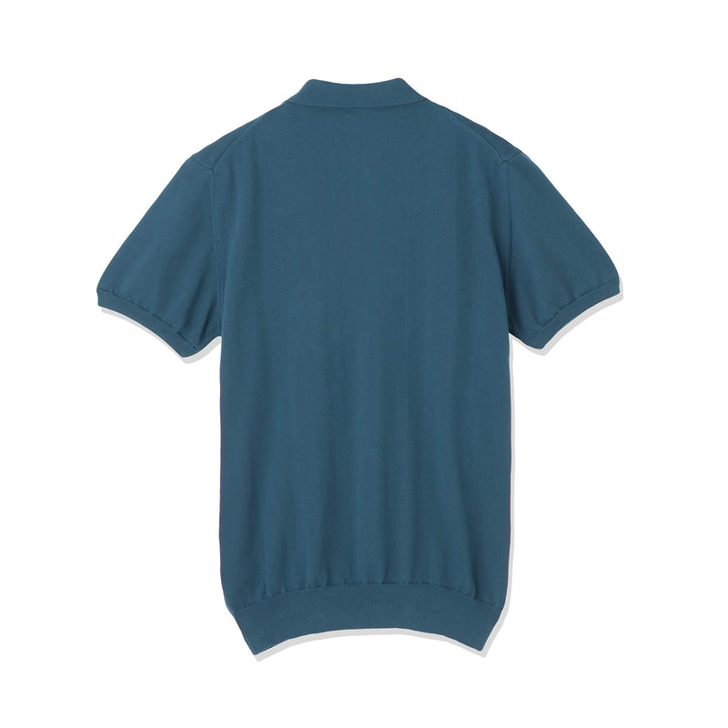 イタリア製コットンニット 半袖ポロ ピーコックブルー – MINIMAL WARDROBE