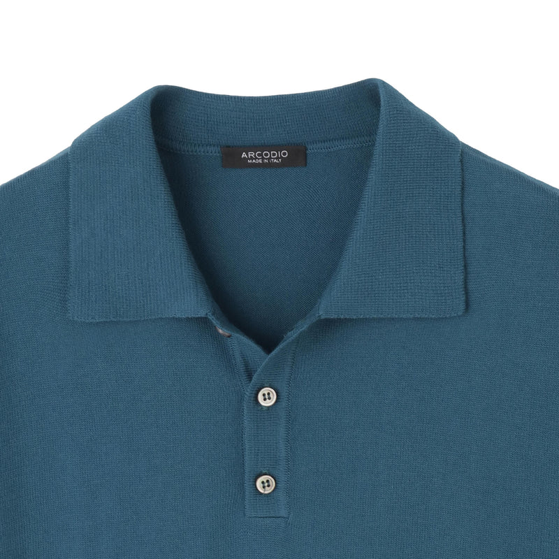 イタリア製 半袖ポロ コットンニット ピーコックブルー – MINIMAL WARDROBE