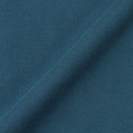 イタリア製コットンニット 半袖ポロ ピーコックブルー