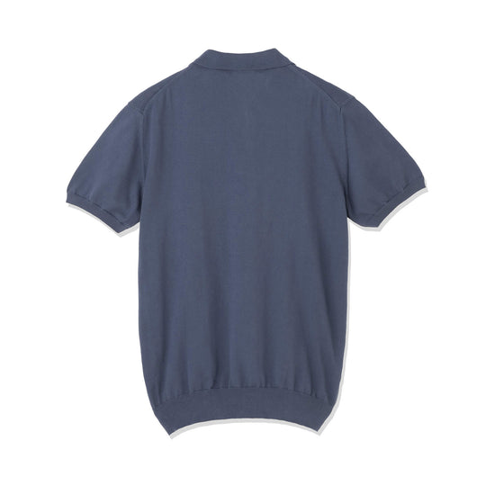 イタリア製 半袖ポロ コットンニット ブルーグレー