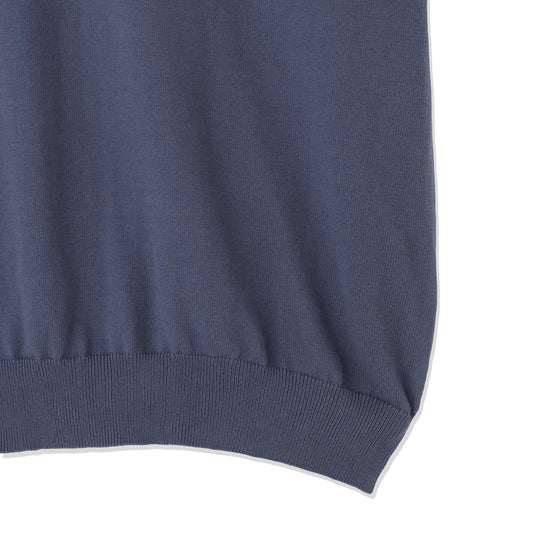 イタリア製 半袖ポロ コットンニット ブルーグレー