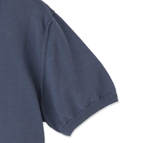 イタリア製 半袖ポロ コットンニット ブルーグレー