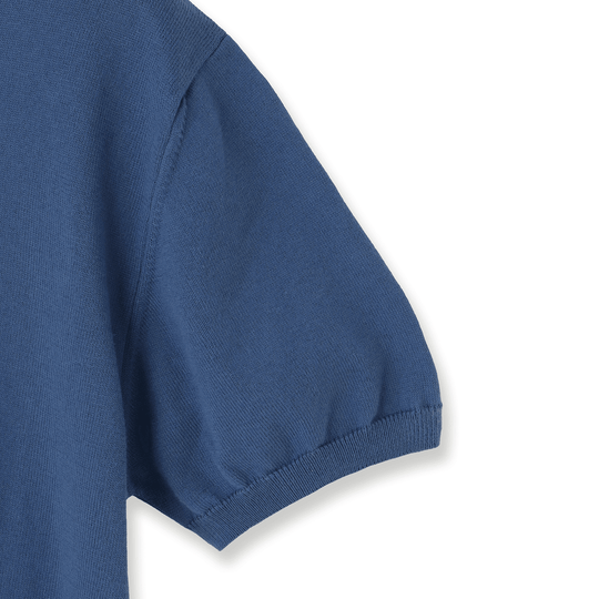 イタリア製 半袖ポロ コットンニット コバルトブルー