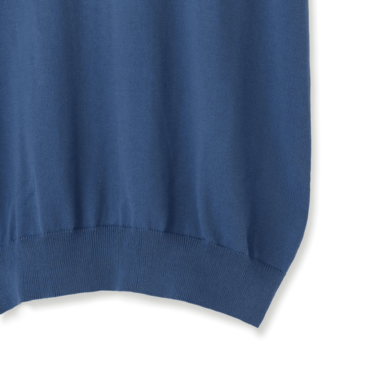 イタリア製 半袖ポロ コットンニット コバルトブルー