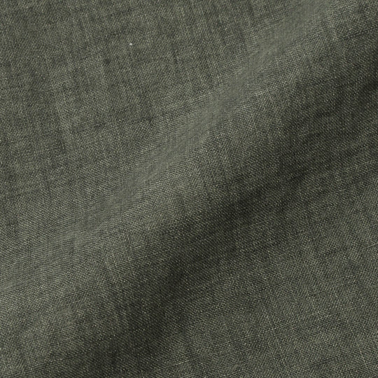 【干場 × ARCODIO共同企画】Lino Moderno バイオウォッシュリネン 半袖フラップポケットシャツ グリーン