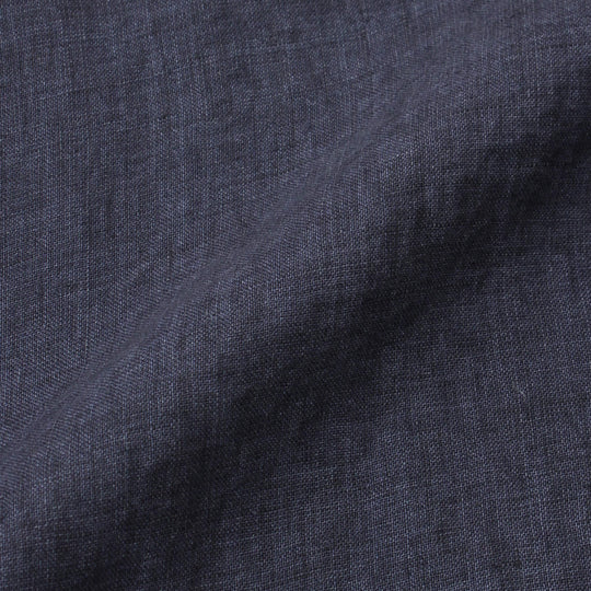 【干場 × ARCODIO共同企画】Lino Moderno バイオウォッシュリネン 半袖フラップポケットシャツ ネイビー