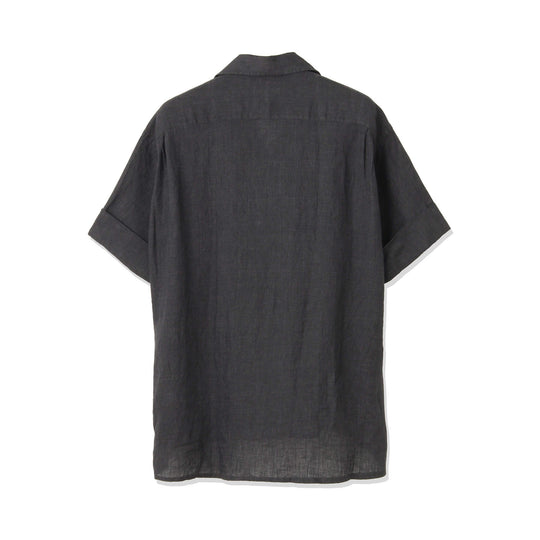 【干場 × ARCODIO共同企画】Lino Moderno バイオウォッシュリネン 半袖フラップポケットシャツ ブラック