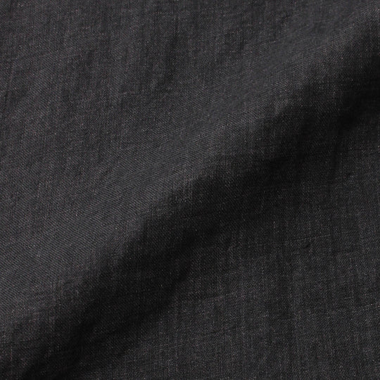 【干場 × ARCODIO共同企画】Lino Moderno バイオウォッシュリネン 半袖フラップポケットシャツ ブラック