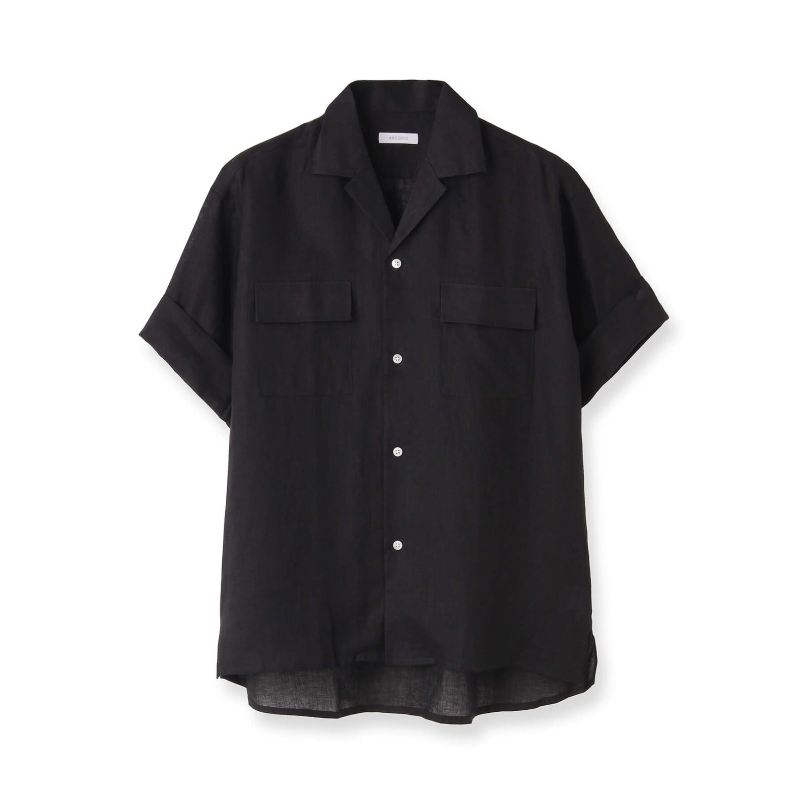 フレンチリネン 半袖プルオーバー　ブラック　L 半袖プルオーバー フレンチリネン ブラック – MINIMAL WARDROBE